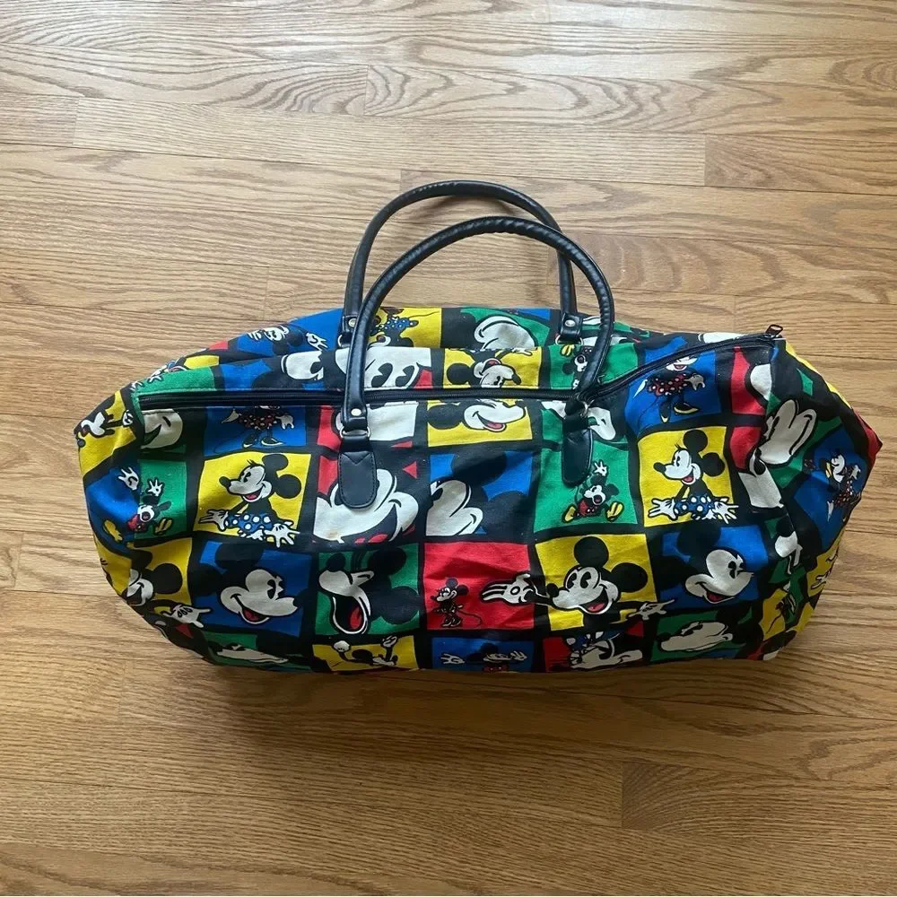 VINTAGE MICKEY MOUSE DISNEY COLORFUL TOTE DUFFEL BAG